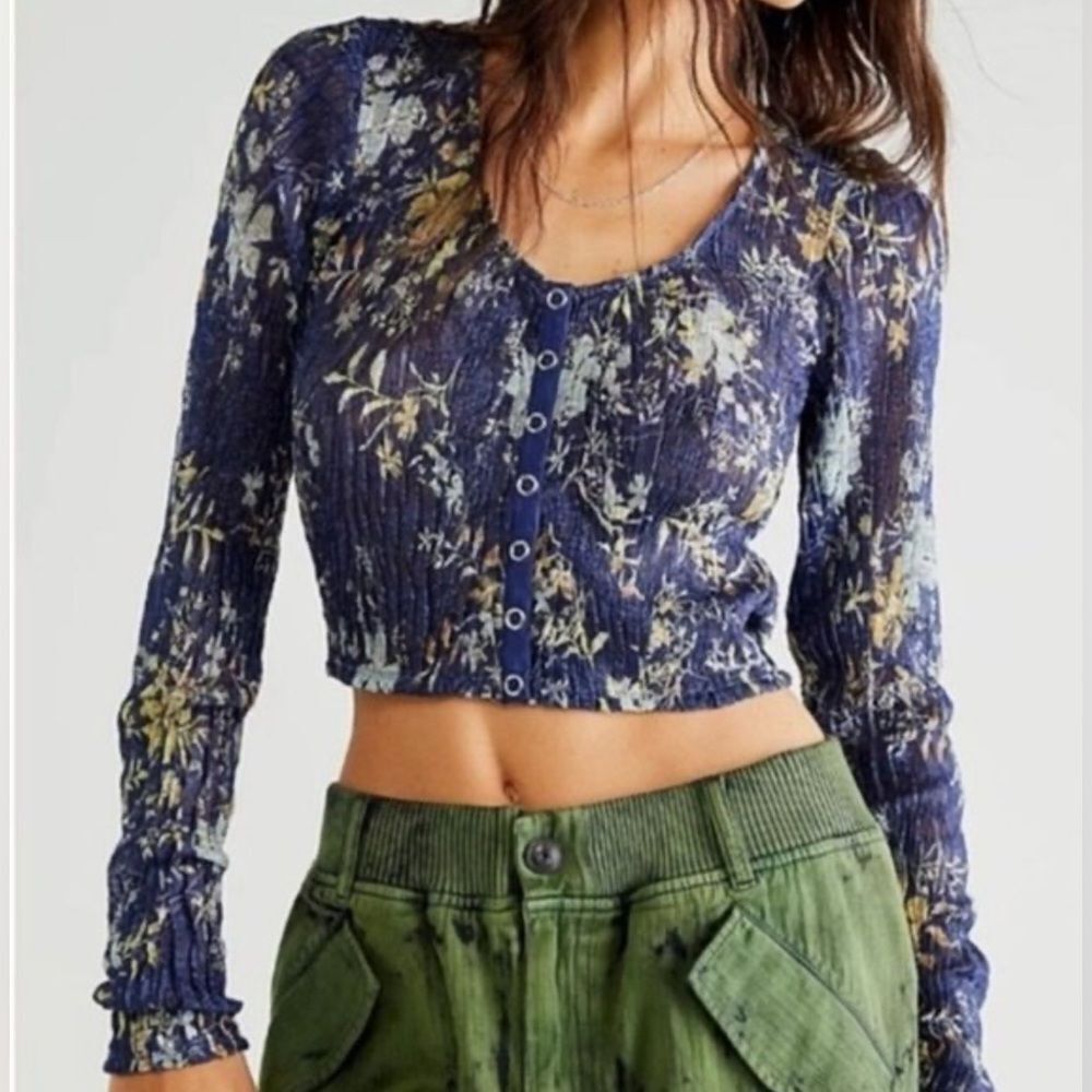 Free People Angelina Floral Print Crop Top (small)